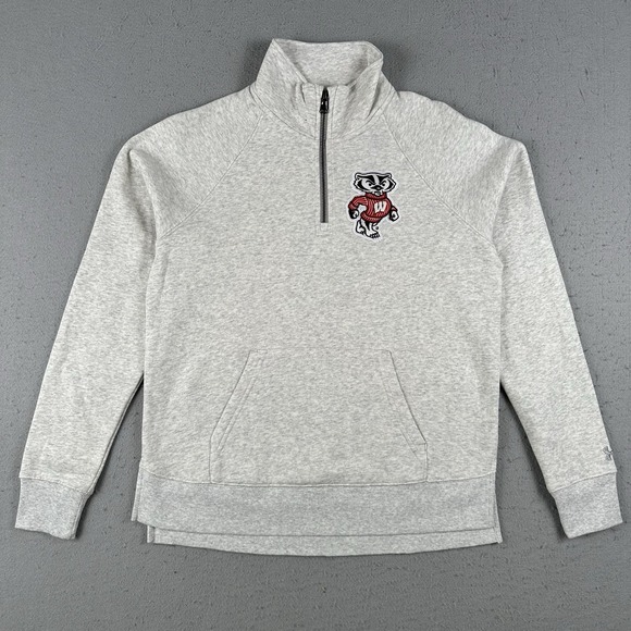Under Armour Tops - Under Armour University Of Wisconsin 1/4‎ Zip Sweatshirt Women's Medium Gray